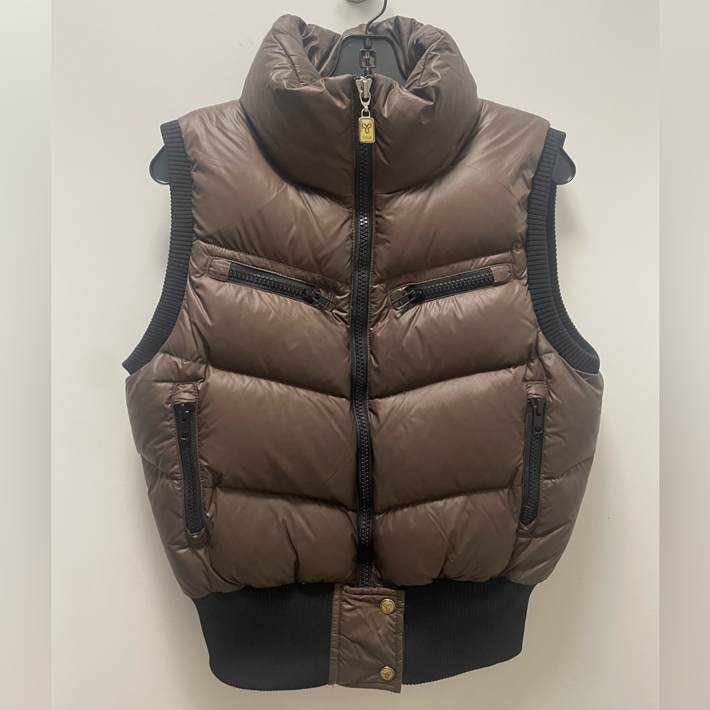 TNA Retro Brown Cropped Puffer Vest